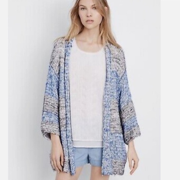 Vince chunky knit open front cardigan Size M/L blue and gray - Picture 2 of 13